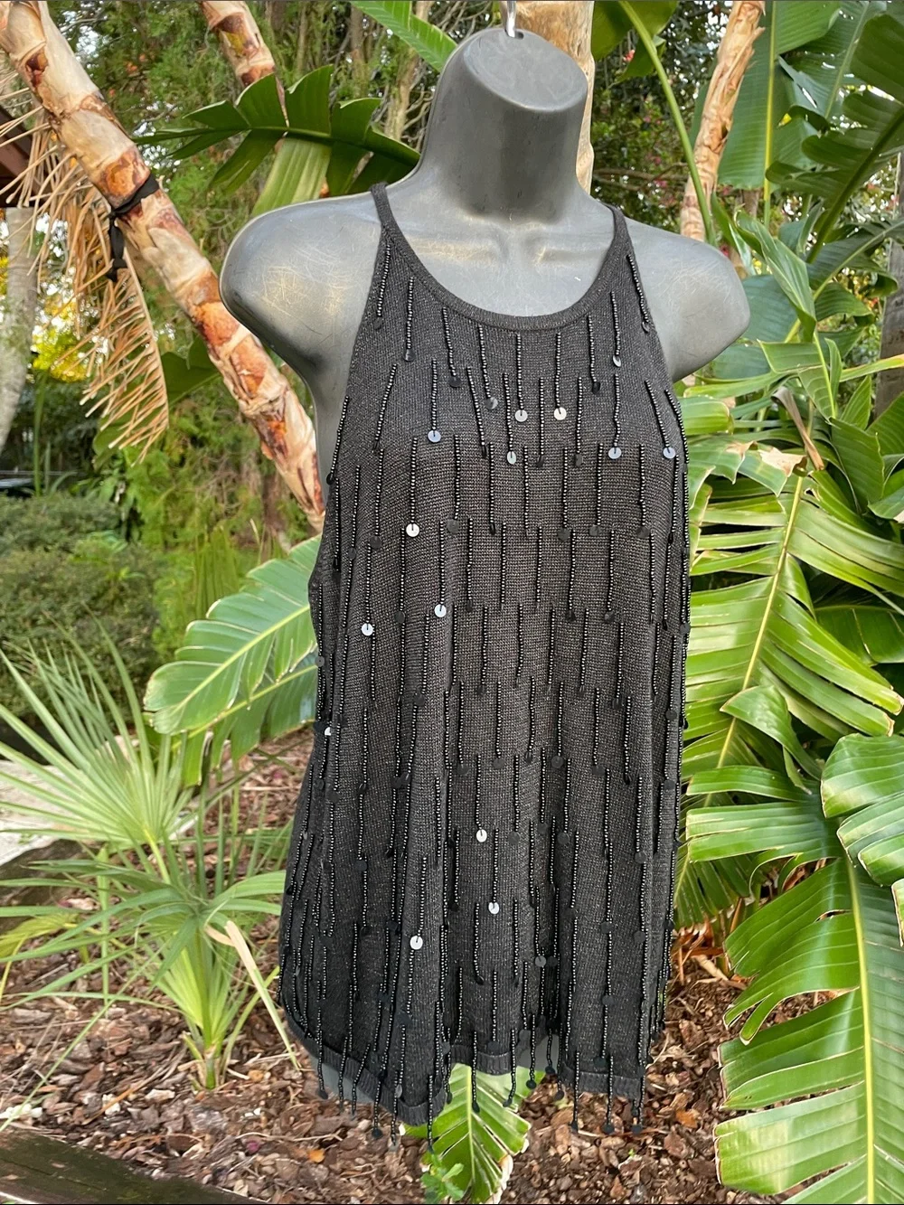 fringe beaded and sequins sparkly top